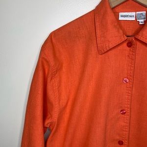 Orange Linen Blend Shirt / Shacket